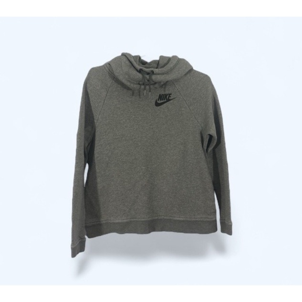 NIKE Funnel Neck Fleece Pullover Hoodie Grey WOMENS MEDIUM
